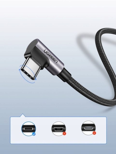 Kabel UG USB-C Typ C Kątowy 90 Stopni - Szybkie Ładowanie QC 3.0, 3A, 1m