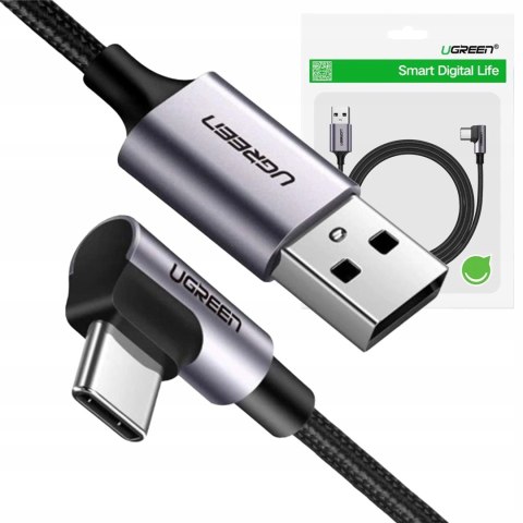Kabel UG USB-C Typ C Kątowy 90 Stopni - Szybkie Ładowanie QC 3.0, 3A, 1m