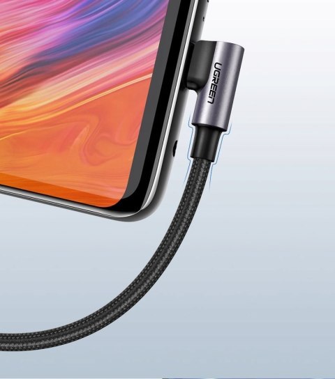 Kabel UG USB-C Typ C Kątowy 90 Stopni - Szybkie Ładowanie QC 3.0, 3A, 1m