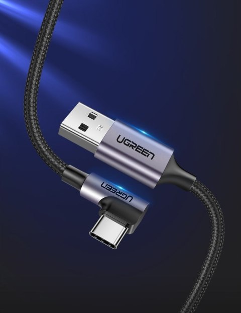 Kabel UG USB-C Typ C Kątowy 90 Stopni - Szybkie Ładowanie QC 3.0, 3A, 1m