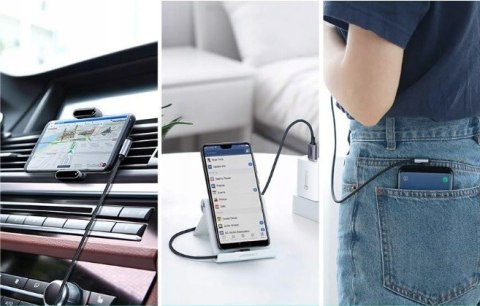 Kabel UG USB-C Typ C Kątowy 90 Stopni - Szybkie Ładowanie QC 3.0, 3A, 1m