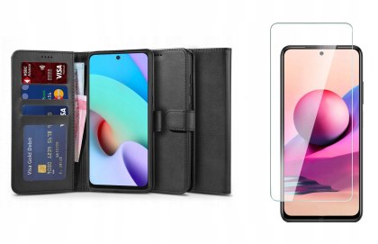 Etui z Klapką Wallet + Szkło do Xiaomi Redmi 10