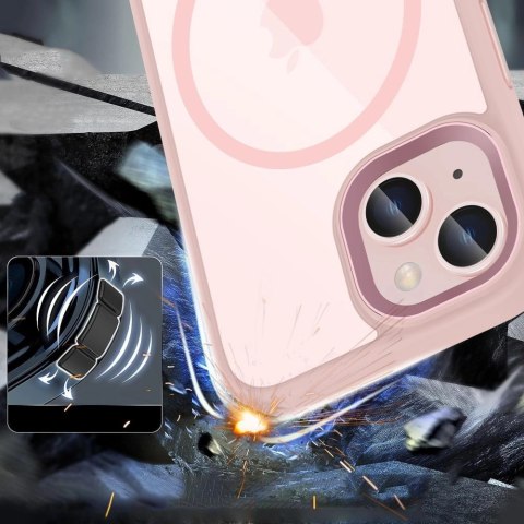 Etui Tech-Protect MagMat MagSafe na iPhone 15 - przezroczysto-różowy