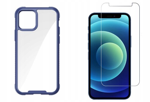 Etui z Niebieską Ramką + Szkło do iPhone 12 Mini