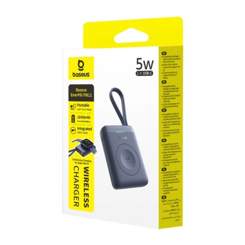 Powerbank Baseus EnerFill FW11 5W do Apple Watch z wbudowanym kablem - czarny