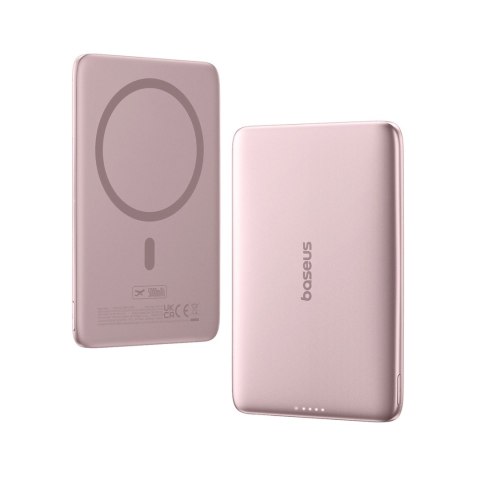 Powerbank Baseus PicoGo AM41 5000mAh 20W Ultra-Slim kompatybilny z MagSafe z kablem Baseus Simple USB-C 60W 30cm - różowy