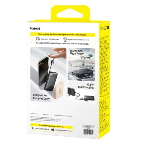 Powerbank Baseus EnerFill FC11 10000mAh 22.5W z wyświetlaczem cyfrowym i dwoma wbudowanymi kablami - czarny