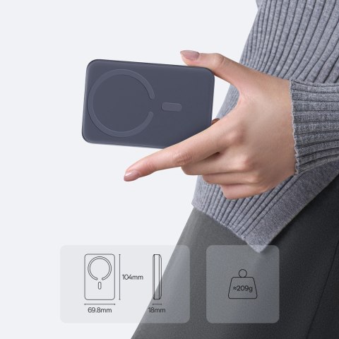 Powerbank Baseus EnerFill FM11 10000mAh 22.5W kompatybilny z MagSafe z czarnym kablem Basues Simple USB-C 20V/3A 30cm - ciemnosz