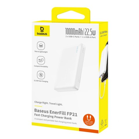 Powerbank Baseus EnerFill FP21 10000mAh 22.5W USB-A - USB-C - biały
