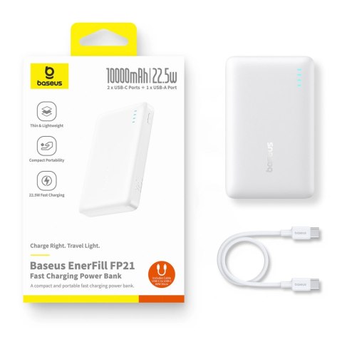 Powerbank Baseus EnerFill FP21 10000mAh 22.5W USB-A - USB-C - biały