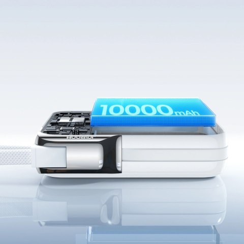 Powerbank Joyroom JR-PBF27 Pro 10000mAh 30W z wbudowanym kablem USB-C i dodatkowym dwukierunkowym kablem USB-C - Lightning - bia