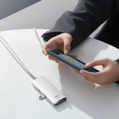 Baseus Lite Series przejściówka HUB USB Typ C - 4x USB 3.0 2m biały (WKQX030502)