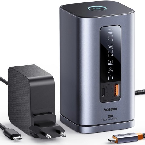 Stacja dokująca Baseus Spacemate RD1 hub 11w1 USB-C - 2xHDMI 4K@60Hz 2xDP 4K@60Hz 2xUSB-A 10Gb/s USB-C 10Gb/s RJ45 USB-A 480Mb/s