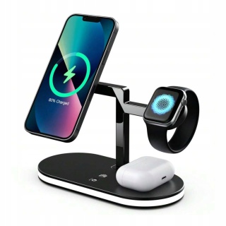 Bezprzewodowa ładowarka 3w1 MagSafe stojąca do iPhone i Apple Watch