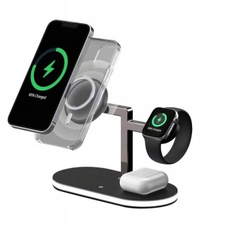 Bezprzewodowa ładowarka 3w1 MagSafe stojąca do iPhone i Apple Watch