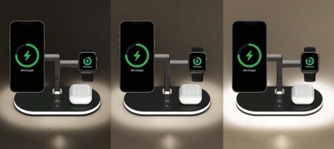 Bezprzewodowa ładowarka 3w1 MagSafe stojąca do iPhone i Apple Watch