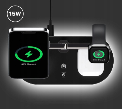 Bezprzewodowa ładowarka 3w1 MagSafe stojąca do iPhone i Apple Watch
