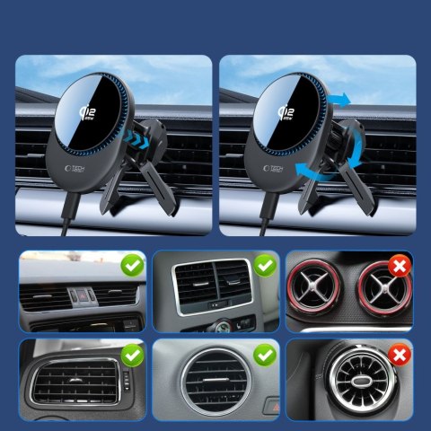 TECH-PROTECT V21 MAGNETIC MAGSAFE DASHBOARD & VENT CAR MOUNT WIRELESS CHARGER 25W QI2.2 BLACK