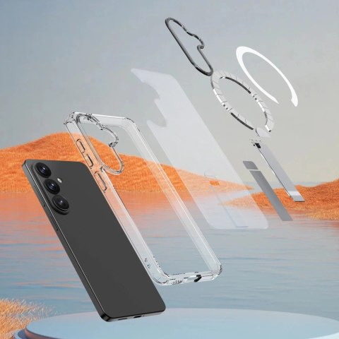 Etui Hybrid Armor X na Samsung Galaxy A36 / A37 z podstawką kompatybilne z MagSafe - przezroczyste
