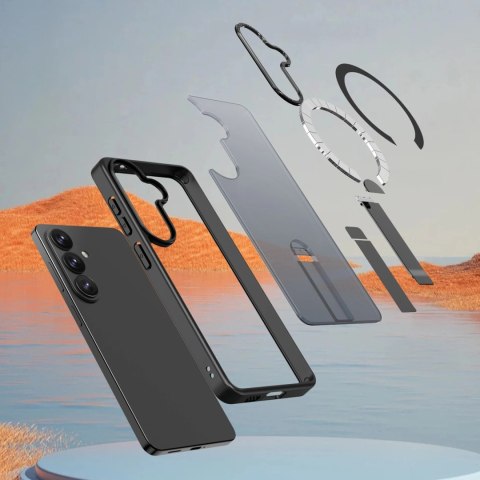 Etui Hybrid Armor X na Samsung Galaxy A57 z podstawką kompatybilne z MagSafe - czarne