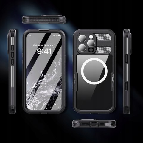 Etui wodoodporne Braders do Apple iPhone 16 Pro Max czarny Magsafe nad wodę