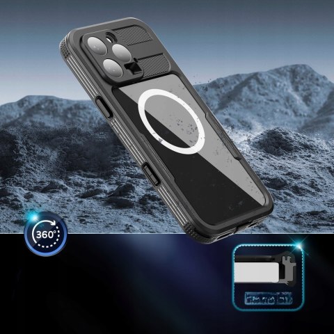 Etui wodoodporne Braders do Apple iPhone 16 Pro Max czarny Magsafe nad wodę