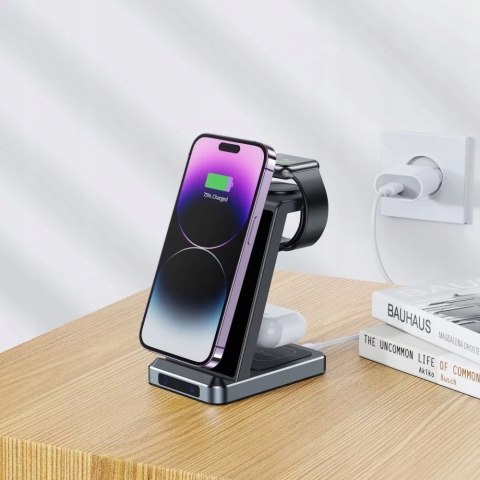 Ładowarka indukcyjna QI Tech-protect qi15w-a26 3in1 wireless charger black
