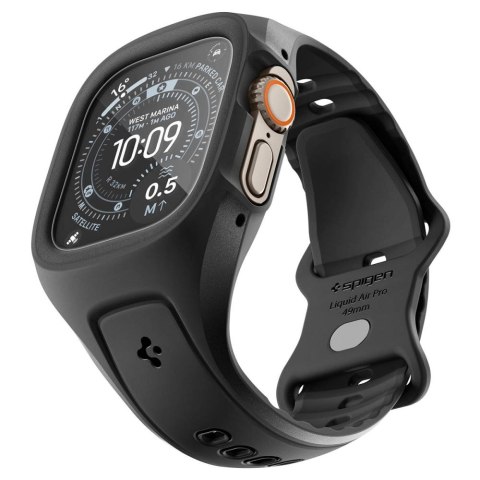 SPIGEN LIQUID AIR PRO & TEMPERED GLASS APPLE WATCH ULTRA 1 / 2 / 3 (49 MM) BLACK