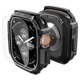 SPIGEN RUGGED ARMOR & TEMPERED GLASS APPLE WATCH ULTRA 1 / 2 / 3 (49 MM) MATTE BLACK
