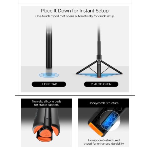 SPIGEN S582W BLUETOOTH SELFIE STICK TRIPOD BLACK
