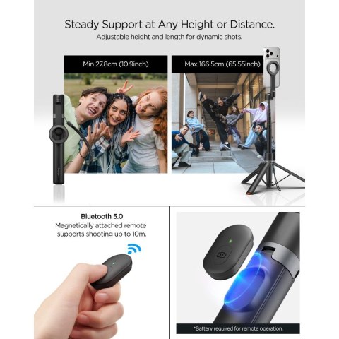 SPIGEN S582W BLUETOOTH SELFIE STICK TRIPOD BLACK