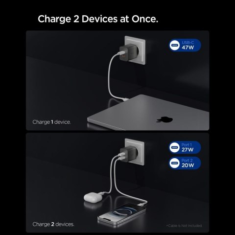 SPIGEN EE472EU-GAN ESSENTIAL 2-PORT NETWORK CHARGER 47W GUNMETAL