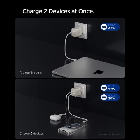 SPIGEN EE472EU-GAN ESSENTIAL 2-PORT NETWORK CHARGER 47W NATURAL TITANIUM