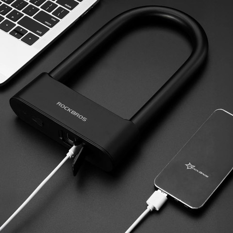 Zapięcie rowerowe Rockbros 32210818001 SMART z czytnikiem linii papilarnych i łącznością Bluetooth - czarny
