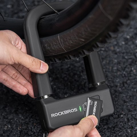 Zapięcie rowerowe Rockbros RBNS1 SMART z czytnikiem NFC - czarne