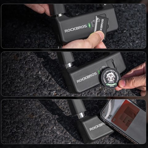 Zapięcie rowerowe Rockbros RBNS1 SMART z czytnikiem NFC - czarne