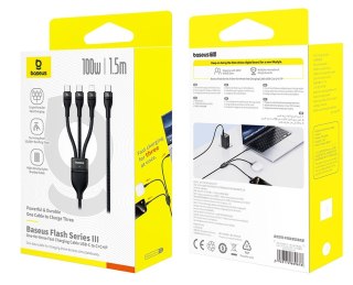 Kabel USB Baseus USB-C - 2x USB-C + Lightning 1.5 m Czarny Braders