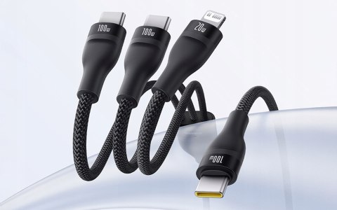 Kabel USB Baseus USB-C - 2x USB-C + Lightning 1.5 m Czarny Braders