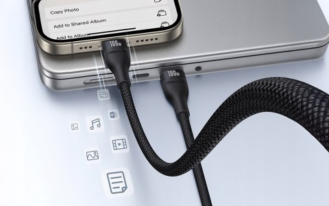 Kabel USB Baseus USB-C - 2x USB-C + Lightning 1.5 m Czarny Braders