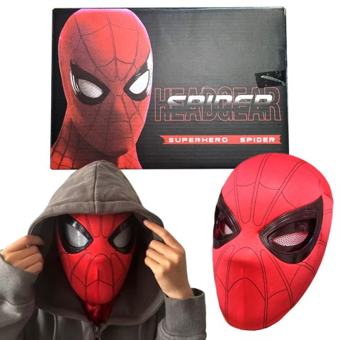 Maska na twarz Brade Spiderman maska oczy są ruchome tkanina pająk czerwony