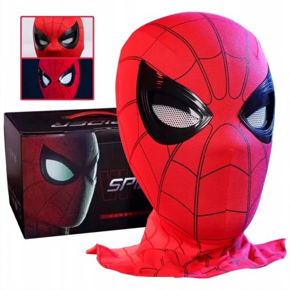 Maska na twarz Spiderman z ruchomymi oczami czerwona tkanina uniseks Brader