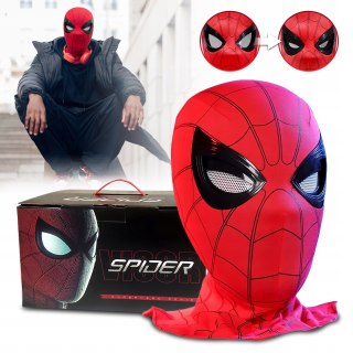 Maska na twarz Spiderman z ruchomymi oczami czerwona tkanina uniseks Brader
