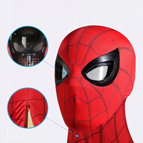 Maska na twarz Spiderman z ruchomymi oczami czerwona tkanina uniseks Brader
