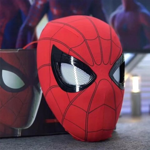 Maska na twarz Spiderman z ruchomymi oczami czerwona tkanina uniseks Brader