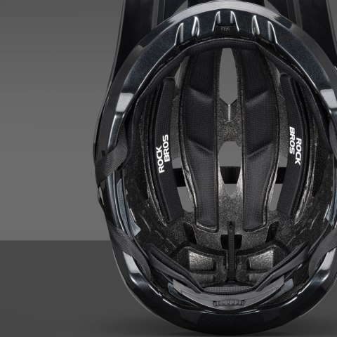 Kask rowerowy Rockbros LK-99 na rower górski z regulowanym daszkiem i zapięciem magnetycznym 58-62 cm - czarny