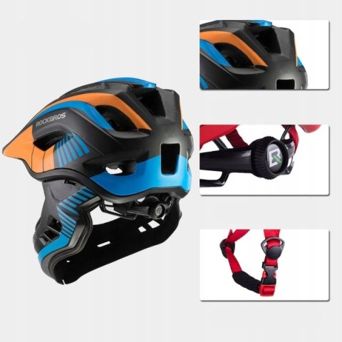 Kask rowerowy dziecięcy Rockbros full face wielokolorowy rozmiar S 48-53 cm