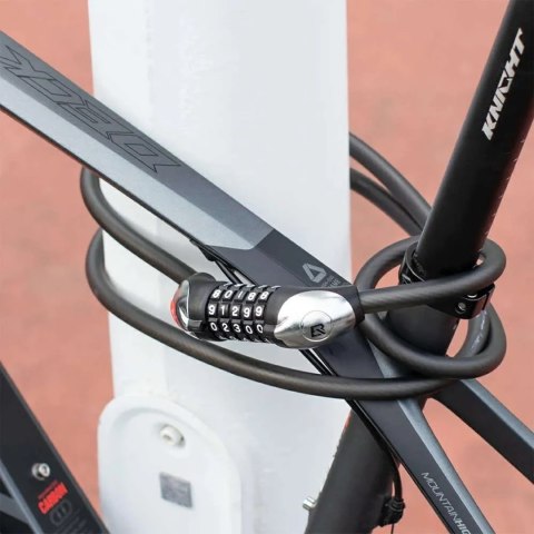 Zapięcie rowerowe Rockbros RKS531 - linka stalowa, szyfr 5-cyfrowy + LED, 180 cm