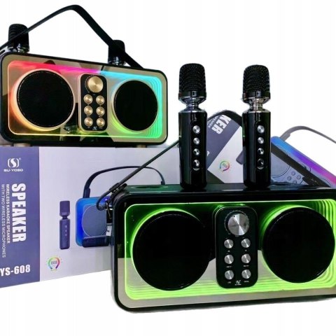 Zestaw Karaoke Braders Bluetooth głośnik + 2 mikrofony LED impreza party