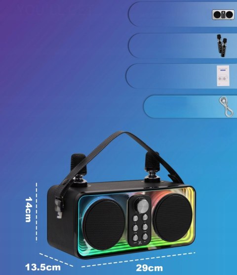 Zestaw Karaoke Braders Bluetooth głośnik + 2 mikrofony LED impreza party