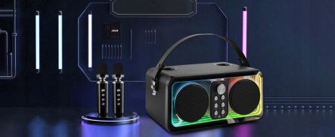 Zestaw Karaoke Braders Bluetooth głośnik + 2 mikrofony LED impreza party